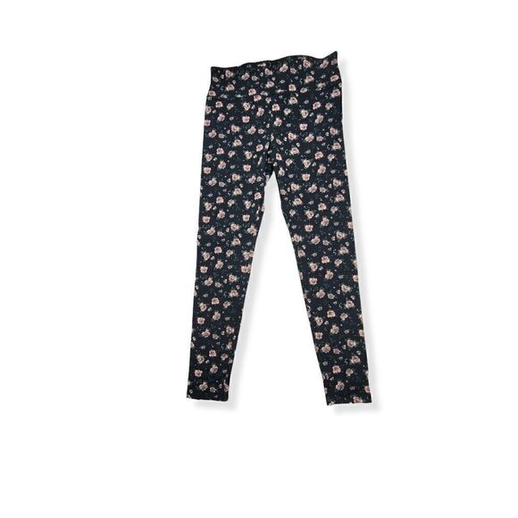 Wild Fable Black Floral Print Leggings Large Junior - Picture 1 of 2